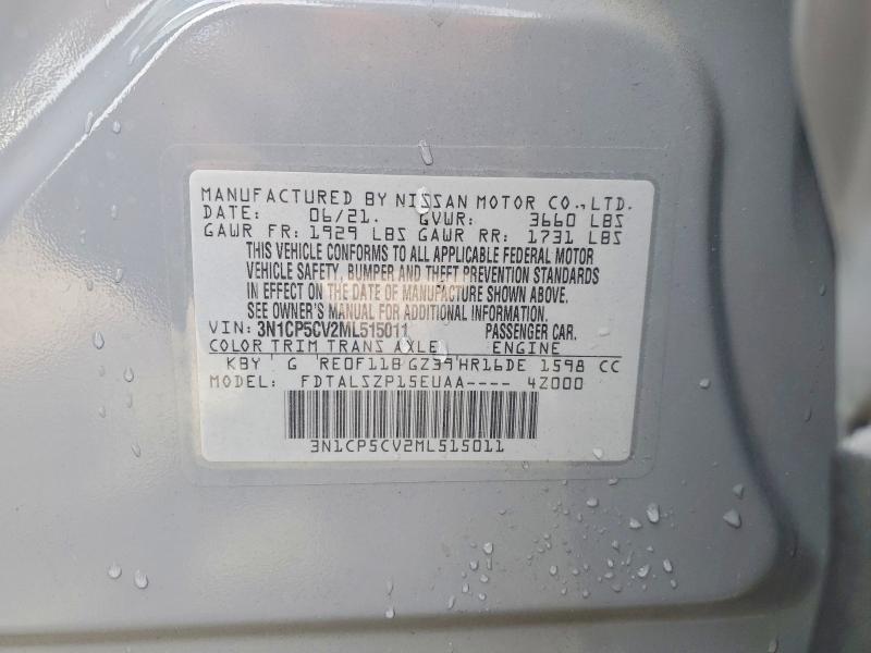 Продаж на аукціоні авто 2021 Nissan Kicks, vin: 3N1CP5CV2ML515011, номер лоту: 56284856