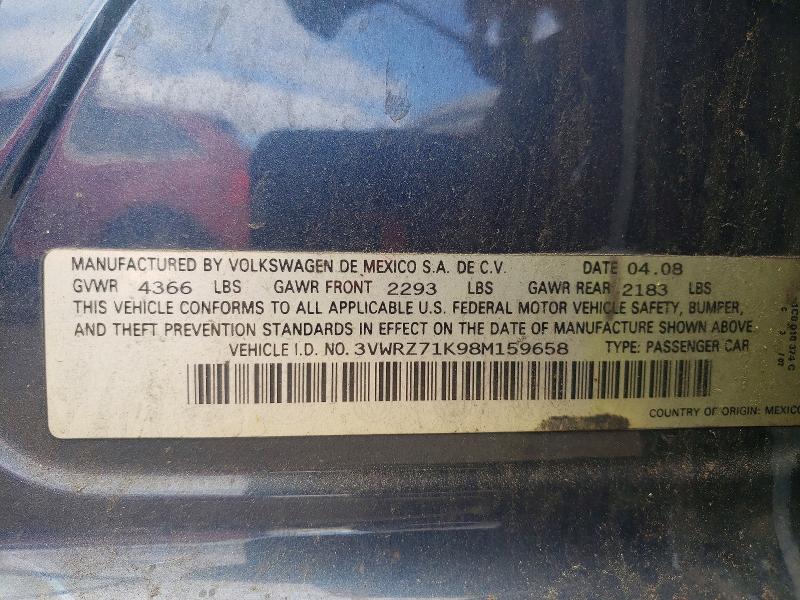 Aukcja sprzedaży 2008 Volkswagen Jetta, vin: 3VWRZ71K98M159658, numer aukcji: 55209096
