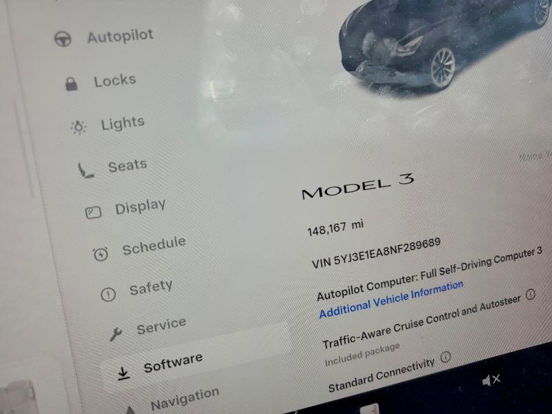 Продажа на аукционе авто 2022 Tesla Model 3, vin: 5YJ3E1EA8NF289689, номер лота: 57665216
