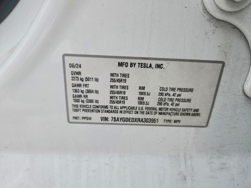 Aukcja sprzedaży 2024 Tesla Model Y, vin: 7SAYGDEDXRA303951, numer aukcji: 57620626