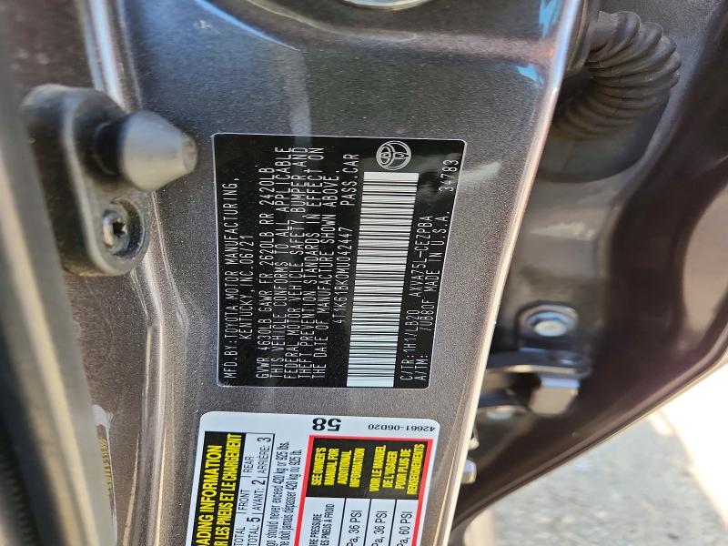 Продажа на аукционе авто 2021 Toyota Camry, vin: 4T1K61BK0MU042447, номер лота: 51767686