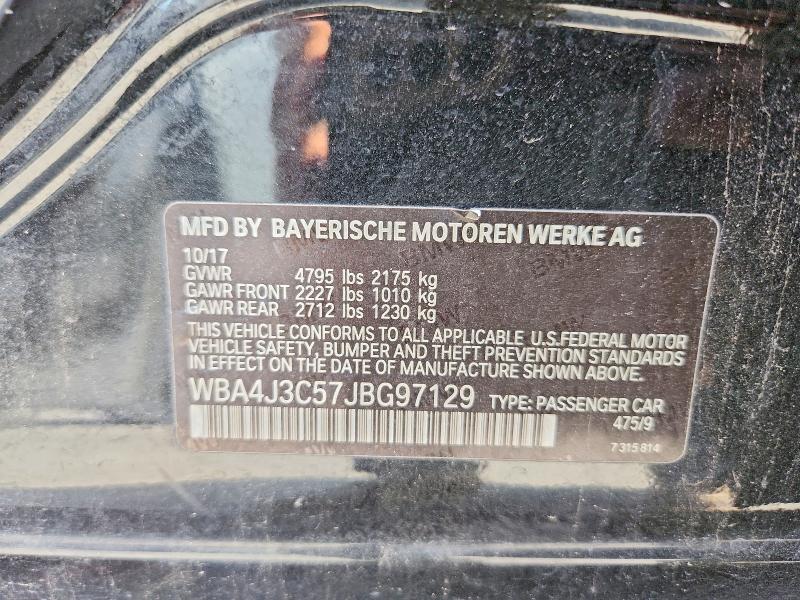 2018 Bmw 430xi მანქანა იყიდება აუქციონზე, vin: WBA4J3C57JBG97129, აუქციონის ნომერი: 57565206