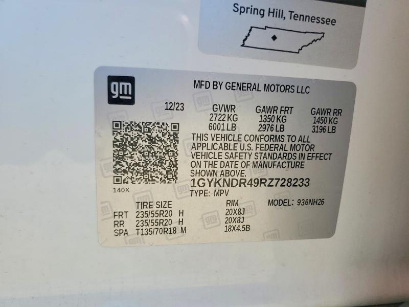55590766 :رقم المزاد ، 1GYKNDR49RZ728233 vin ، 2024 Cadillac Xt5 مزاد بيع