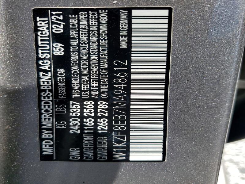 58021536 :رقم المزاد ، W1KZF8EB7MA948612 vin ، 2021 Mercedes-benz E مزاد بيع