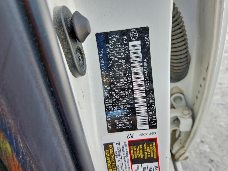 58772126 :رقم المزاد ، 4T1BK3DB3BU377218 vin ، 2011 Toyota Avalon مزاد بيع