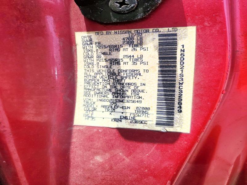 56589296 :رقم المزاد ، 1N6DD21S3WC325649 vin ، 1998 Nissan Frontier مزاد بيع