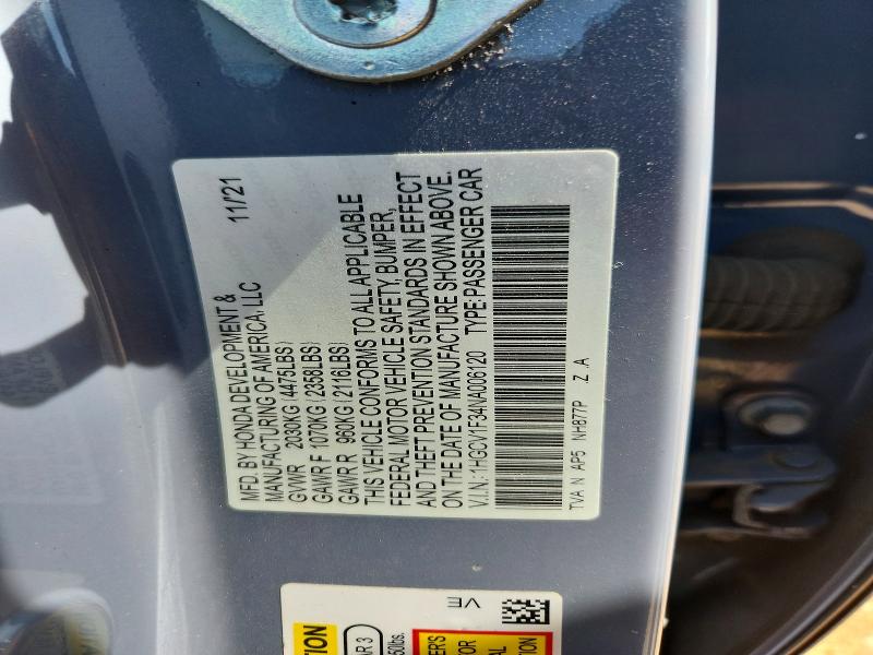 55109186 :رقم المزاد ، 1HGCV1F34NA006120 vin ، 2022 Honda Accord مزاد بيع