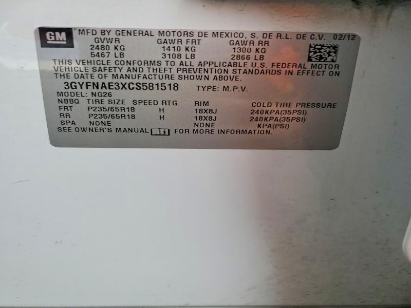 Продажа на аукционе авто 2012 Cadillac Srx, vin: 3GYFNAE3XCS581518, номер лота: 57566666