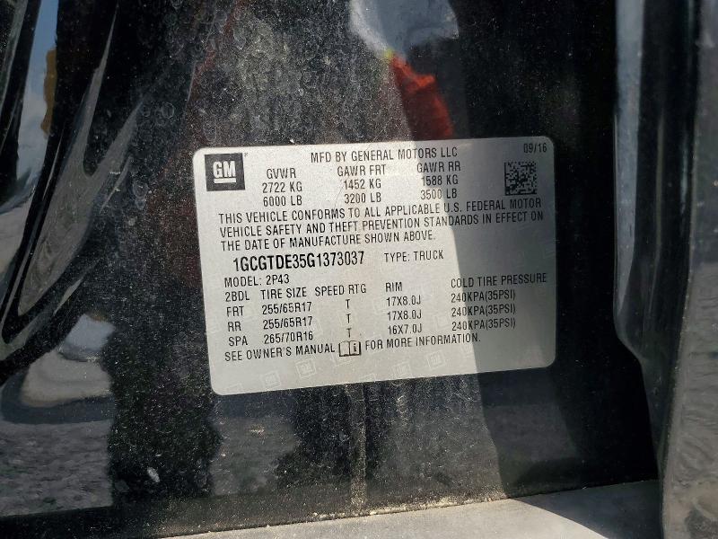 85636585 :رقم المزاد ، 1GCGTDE35G1373037 vin ، 2016 Chevrolet Colorado مزاد بيع