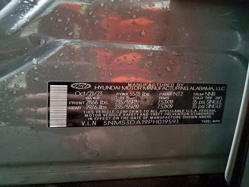 2023 Hyundai Santa Fe მანქანა იყიდება აუქციონზე, vin: 5NMS3DA19PH019591, აუქციონის ნომერი: 56874986