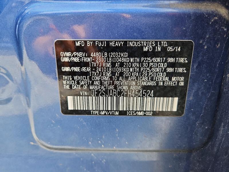 Продаж на аукціоні авто 2015 Subaru Forester, vin: JF2SJABC2FH454524, номер лоту: 55651586