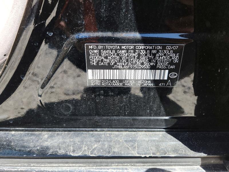 Aukcja sprzedaży 2007 Lexus Ls, vin: JTHBL46F975029530, numer aukcji: 55772546