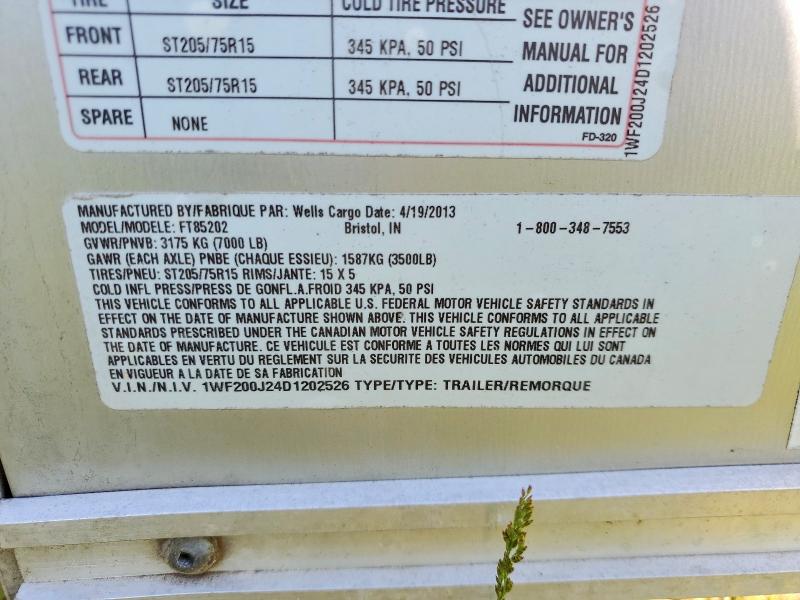 Продажа на аукционе авто 2013 Wells Cargo Car Trailer, vin: 1WF200J24D1202526, номер лота: 57084206