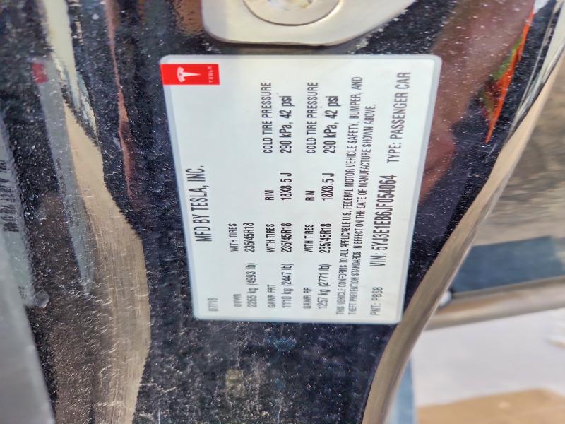 2018 Tesla Model 3 მანქანა იყიდება აუქციონზე, vin: 5YJ3E1EB6JF054064, აუქციონის ნომერი: 56768886