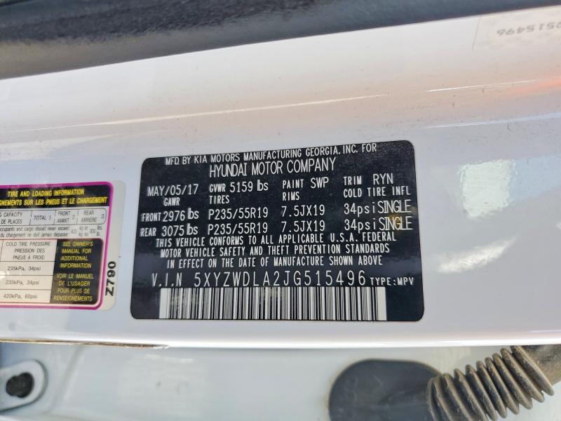 Aukcja sprzedaży 2018 Hyundai Santa Fe Sport, vin: 5XYZWDLA2JG515496, numer aukcji: 57928226