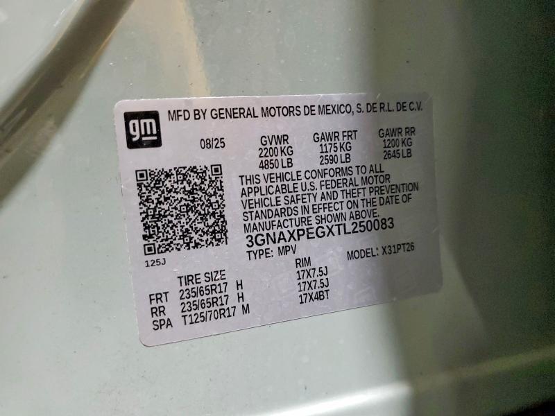 Продаж на аукціоні авто 2026 Chevrolet Equinox, vin: 3GNAXPEGXTL250083, номер лоту: 55334806