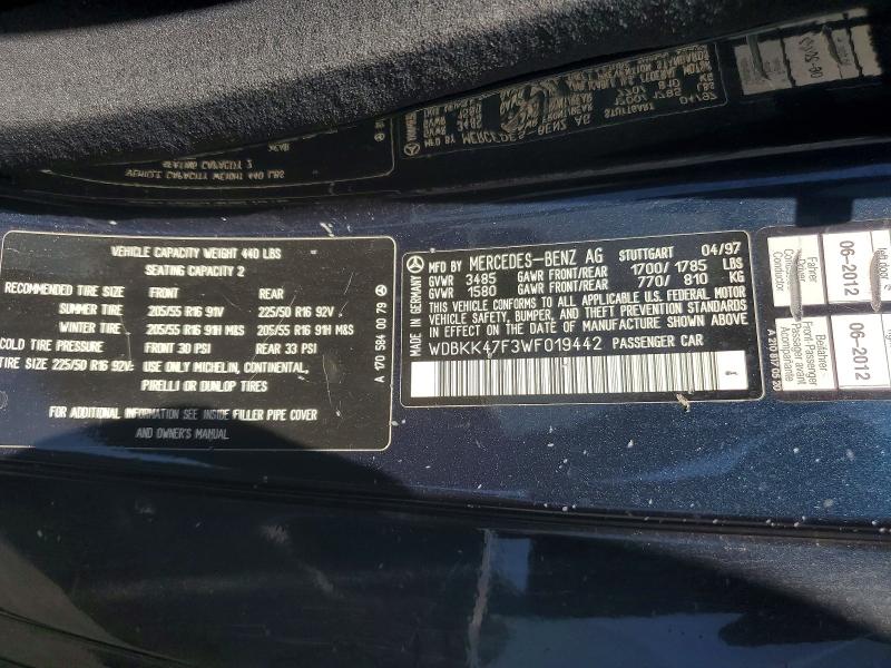 Aukcja sprzedaży 1998 Mercedes-benz Slk, vin: WDBKK47F3WF019442, numer aukcji: 57494086