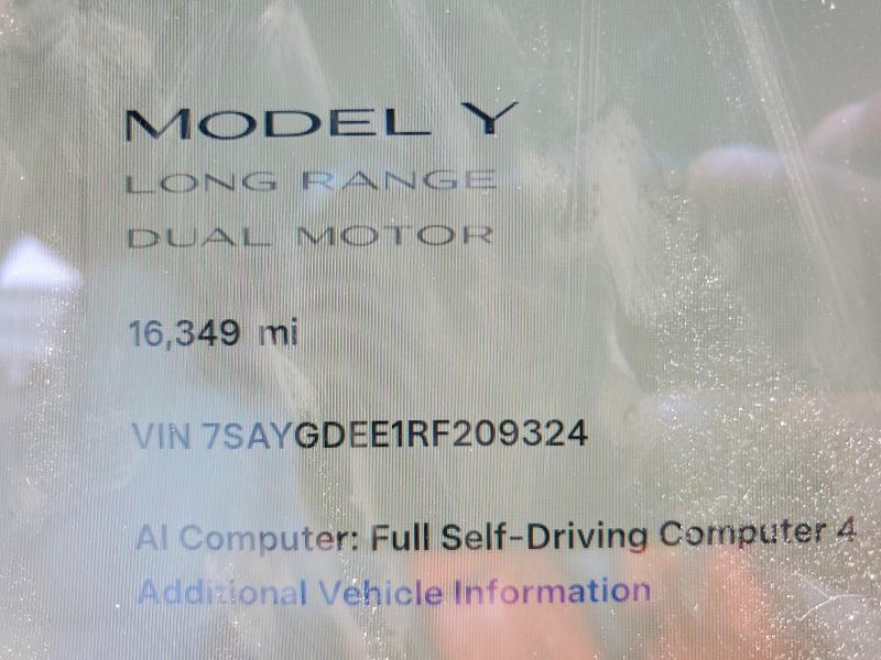 Aukcja sprzedaży 2024 Tesla Model Y, vin: 7SAYGDEE1RF209324, numer aukcji: 56499626