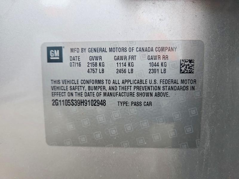 Продаж на аукціоні авто 2017 Chevrolet Impala, vin: 2G1105S39H9102948, номер лоту: 56788186