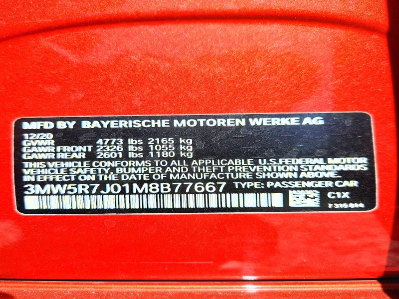 Продажа на аукционе авто 2021 Bmw 330xi, vin: 3MW5R7J01M8B77667, номер лота: 59194826