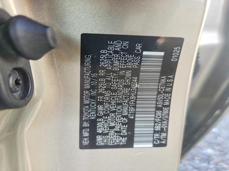 Продаж на аукціоні авто 2017 Toyota Camry, vin: 4T1BF1FK8HU346044, номер лоту: 59029146