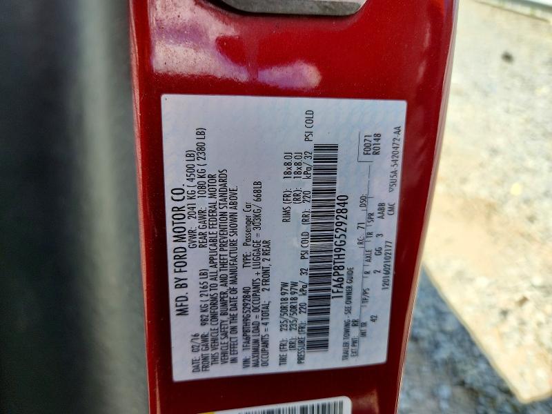 2016 Ford Mustang მანქანა იყიდება აუქციონზე, vin: 1FA6P8TH9G5292840, აუქციონის ნომერი: 58437916