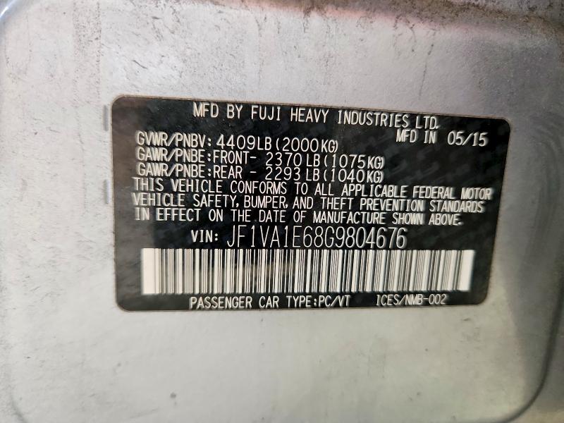 Aukcja sprzedaży 2016 Subaru Wrx, vin: JF1VA1E68G9804676, numer aukcji: 95587225