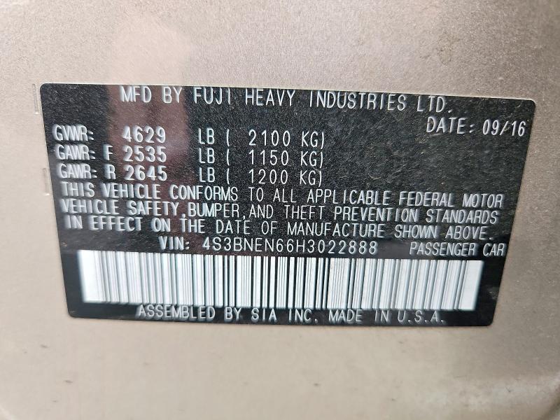 Aukcja sprzedaży 2017 Subaru Legacy, vin: 4S3BNEN66H3022888, numer aukcji: 58737846