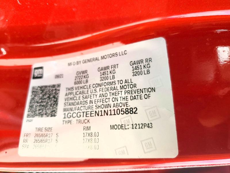 57177906 :رقم المزاد ، 1GCGTEEN1N1105882 vin ، 2022 Chevrolet Colorado مزاد بيع