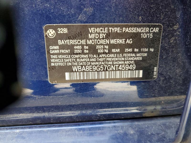 Aukcja sprzedaży 2016 Bmw 328, vin: WBA8E9G57GNT45949, numer aukcji: 57054336