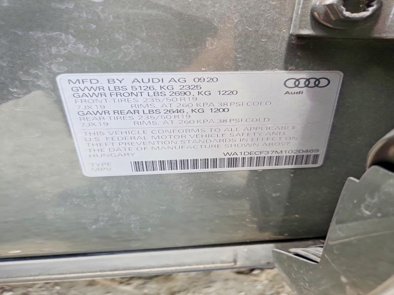 2021 Audi Q3 მანქანა იყიდება აუქციონზე, vin: WA1DECF37M1020469, აუქციონის ნომერი: 58750676
