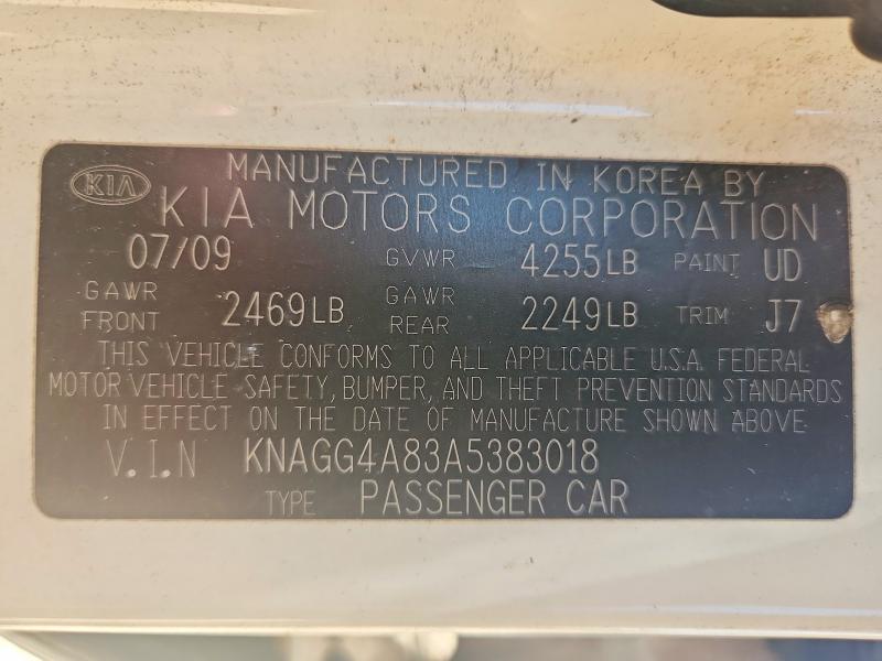 Aukcja sprzedaży 2010 Kia Optima, vin: KNAGG4A83A5383018, numer aukcji: 77250275