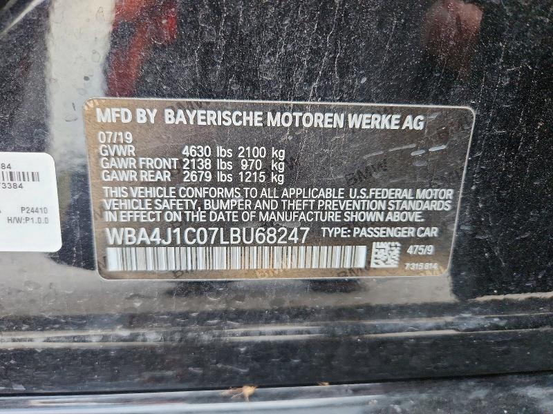 Aukcja sprzedaży 2020 Bmw 430i, vin: WBA4J1C07LBU68247, numer aukcji: 57030186