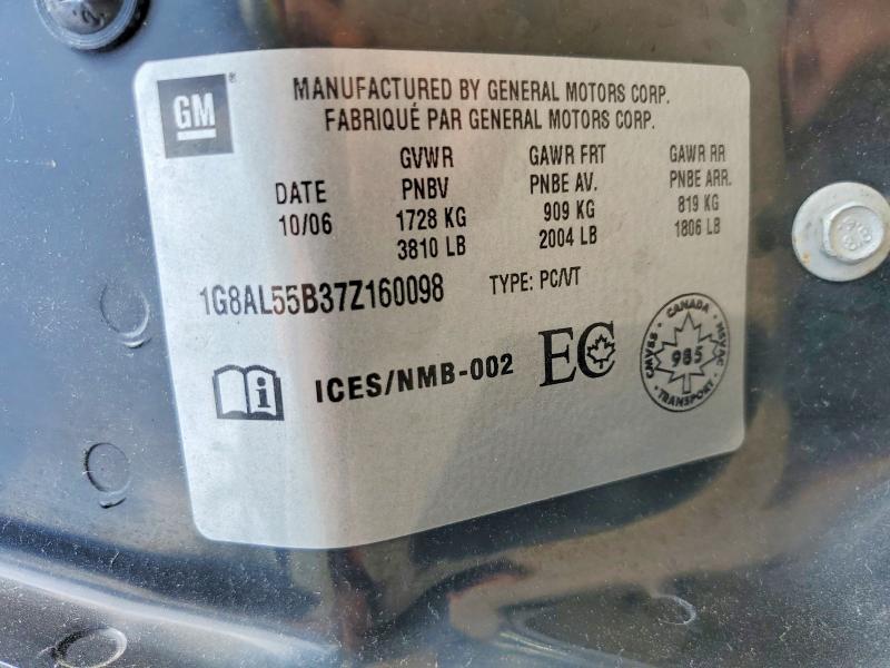 56424256 :رقم المزاد ، 1G8AL55B37Z160098 vin ، 2007 Saturn Ion مزاد بيع
