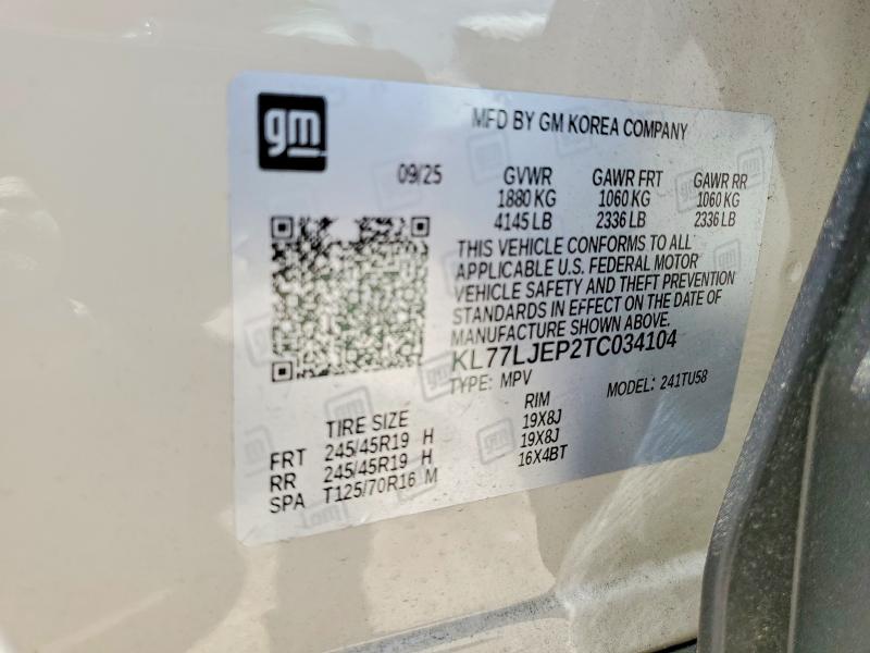Продаж на аукціоні авто 2026 Chevrolet Trax, vin: KL77LJEP2TC034104, номер лоту: 58569526