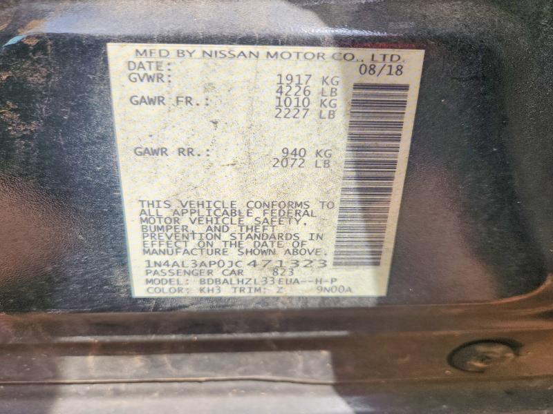 2018 Nissan Altima მანქანა იყიდება აუქციონზე, vin: 1N4AL3AP0JC471323, აუქციონის ნომერი: 58110426