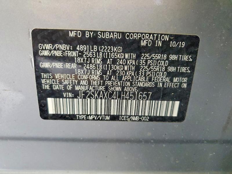 Продажа на аукционе авто 2020 Subaru Forester, vin: JF2SKAXC4LH451657, номер лота: 55494976