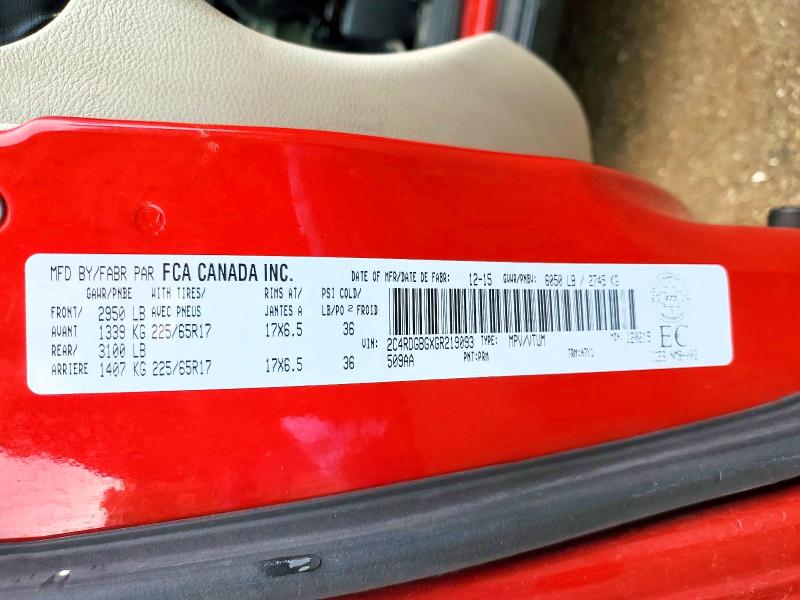 Продажа на аукционе авто 2016 Dodge Grand Caravan, vin: 2C4RDGBGXGR219093, номер лота: 58359936