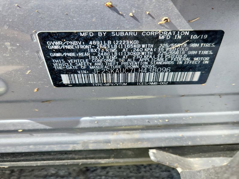 Aukcja sprzedaży 2020 Subaru Forester, vin: JF2SKAUC7LH438096, numer aukcji: 57603486