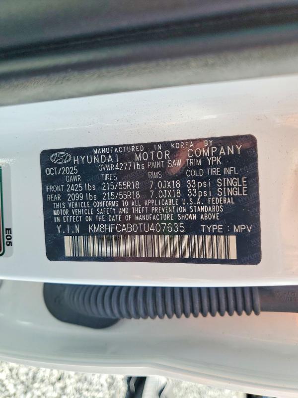 Aukcja sprzedaży 2026 Hyundai Kona, vin: KM8HFCAB0TU407635, numer aukcji: 55570126
