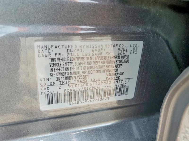 2020 Nissan Sentra მანქანა იყიდება აუქციონზე, vin: 3N1AB8DV7LY253879, აუქციონის ნომერი: 58789886