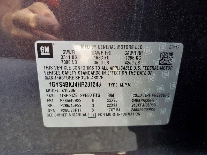 Продажа на аукционе авто 2017 Cadillac Escalade, vin: 1GYS4BKJ4HR281543, номер лота: 59173406