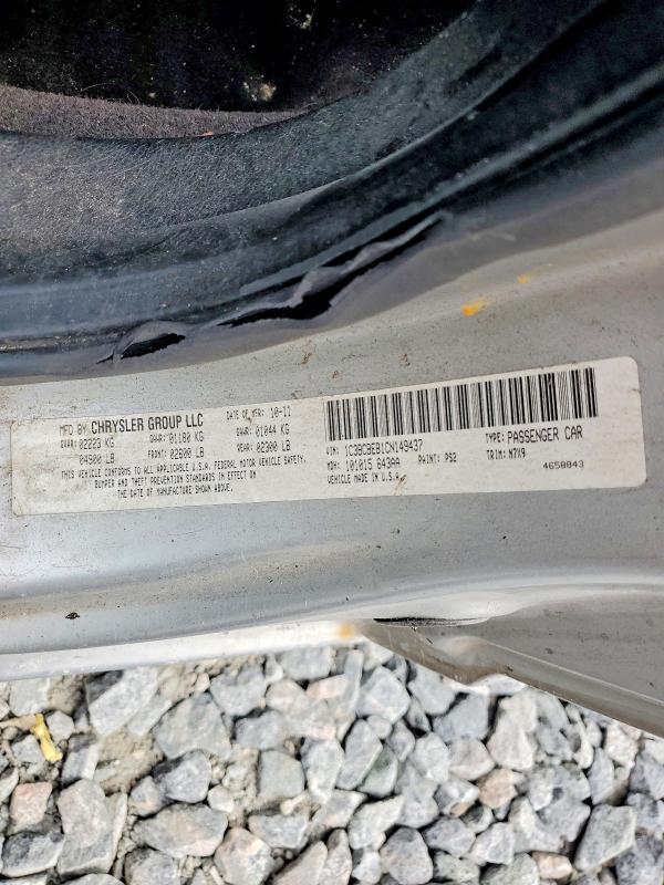 58423416 :رقم المزاد ، 1C3BCBEB1CN149437 vin ، 2012 Chrysler 200 مزاد بيع