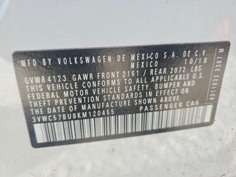 Aukcja sprzedaży 2019 Volkswagen Jetta, vin: 3VWC57BU8KM120455, numer aukcji: 57667036