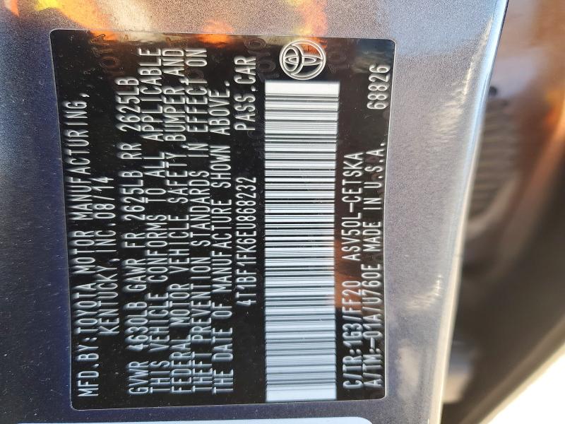 Aukcja sprzedaży 2014 Toyota Camry, vin: 4T1BF1FK6EU868232, numer aukcji: 57944816