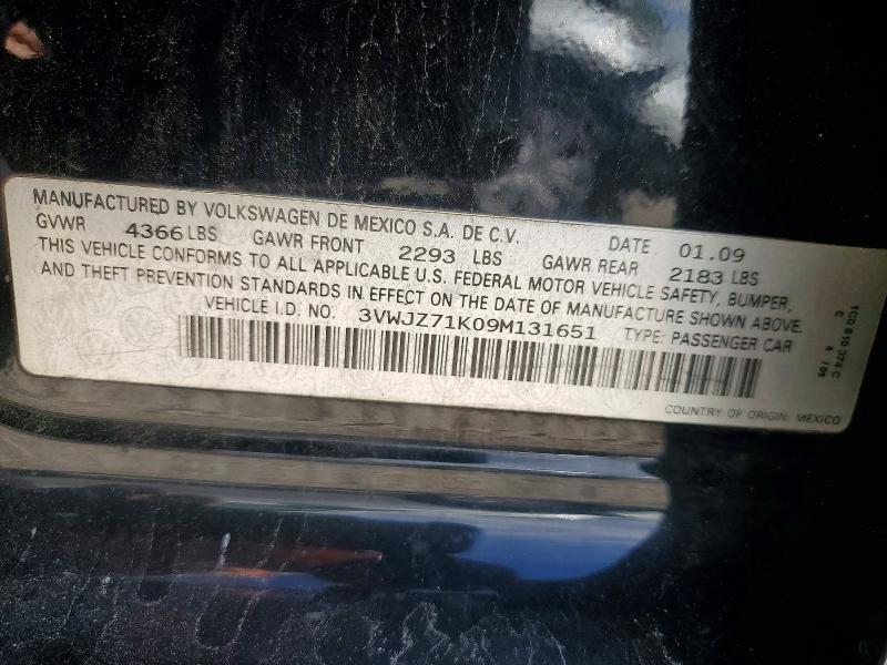 Продажа на аукционе авто 2009 Volkswagen Jetta, vin: 3VWJZ71K09M131651, номер лота: 58057656