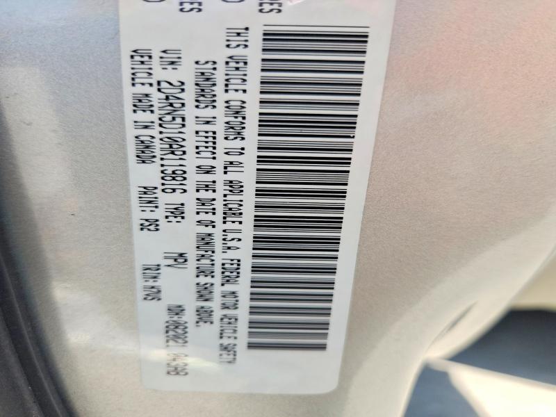 56049706 :رقم المزاد ، 2D4RN5D10AR119816 vin ، 2010 Dodge Grand Caravan مزاد بيع