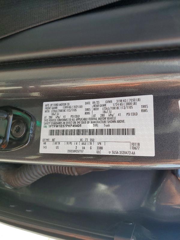 2023 Ford F150 მანქანა იყიდება აუქციონზე, vin: 1FTFW1E57PKF45405, აუქციონის ნომერი: 54903036