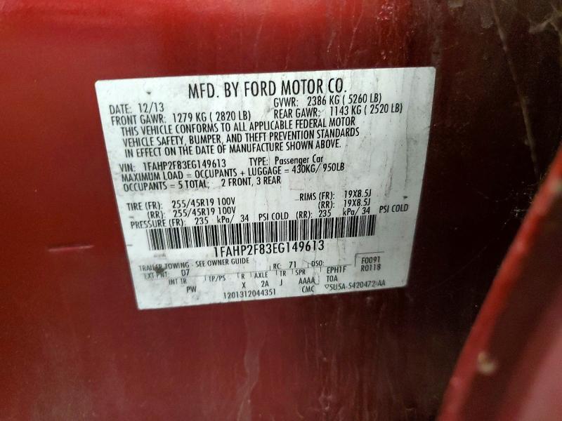 Aukcja sprzedaży 2014 Ford Taraus, vin: 1FAHP2F83EG149613, numer aukcji: 58520696
