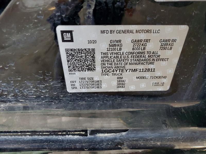 59144246 :رقم المزاد ، 1GC4YTEY7MF112811 vin ، 2021 Chevrolet Silverado مزاد بيع